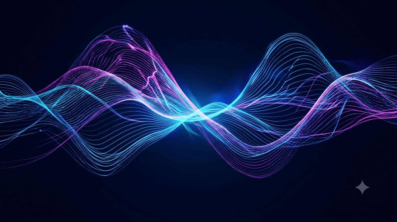 Flowing blue and purple digital waves